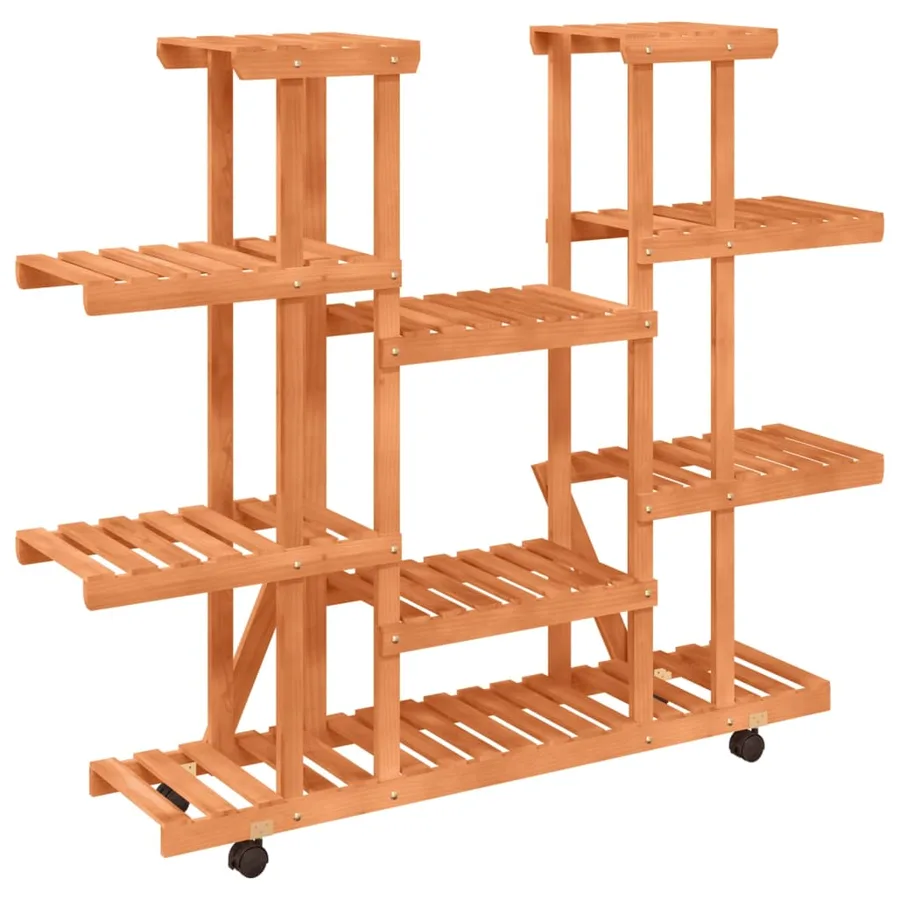 Support à fleurs avec roues 110x25x115 cm bois massif de sapin - 6