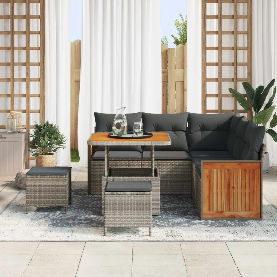 Ensemble de canapé de jardin avec coussin 8 pcs Gris - 3