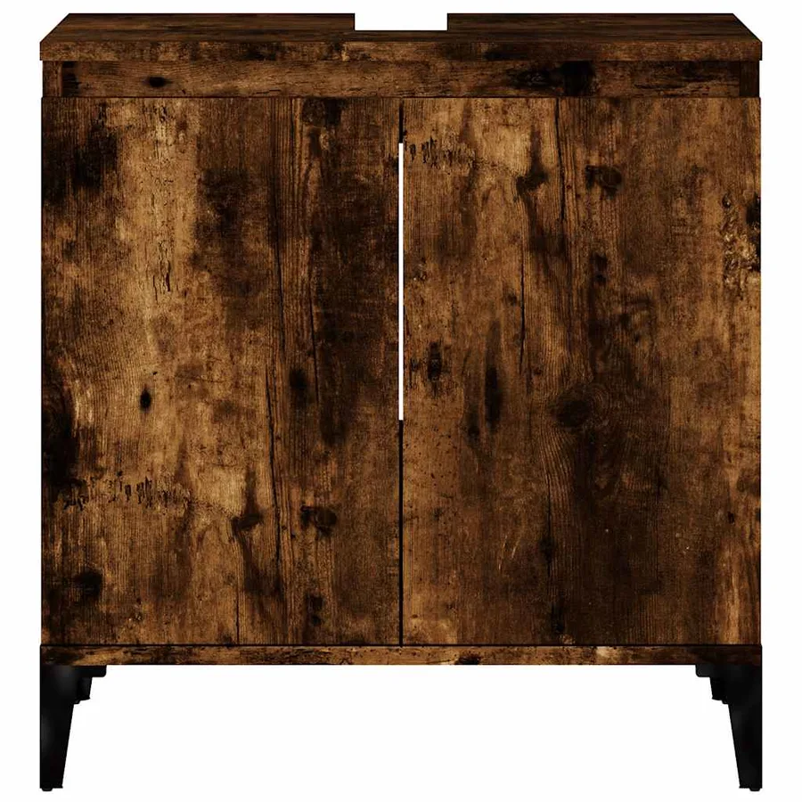 Meuble d'évier chêne fumé 58x33x60 cm bois d'ingénierie - 6