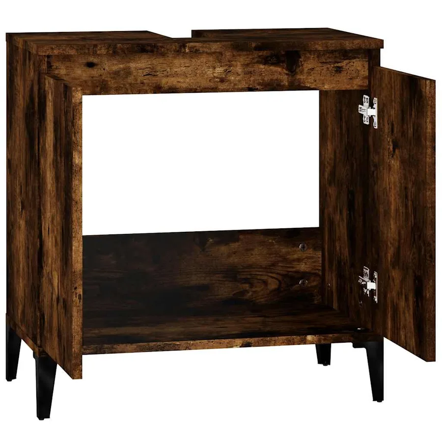 Meuble d'évier chêne fumé 58x33x60 cm bois d'ingénierie - 7