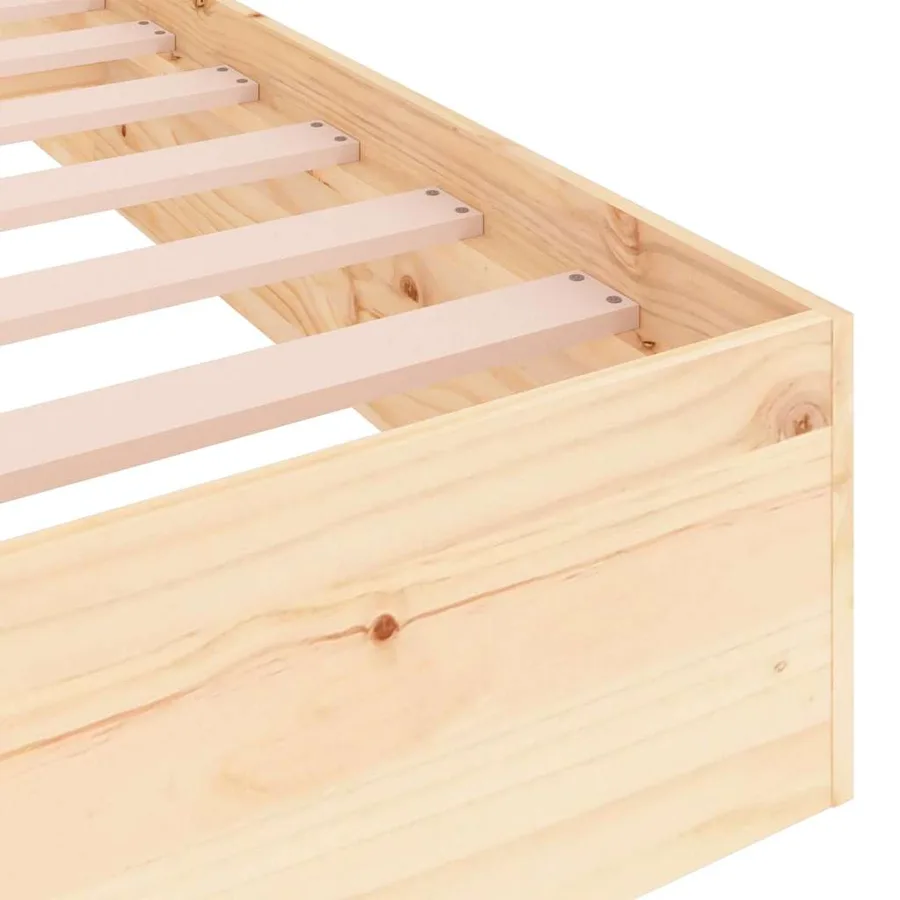 Cadre de lit sans matelas bois massif 75x190 cm - 6