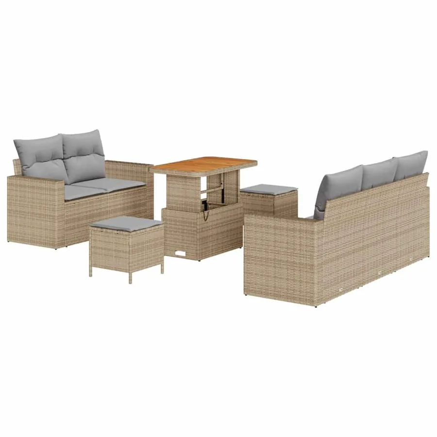 Ensemble de canapé de jardin 8 pcs Beige et Gris clair - 2