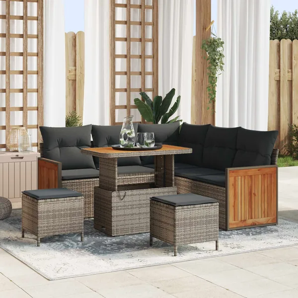 Ensemble de canapé de jardin avec coussin 8 pcs Gris