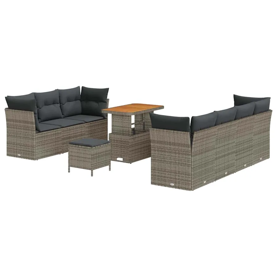 Ensemble de canapé de jardin avec coussin 10 pcs Gris - 2