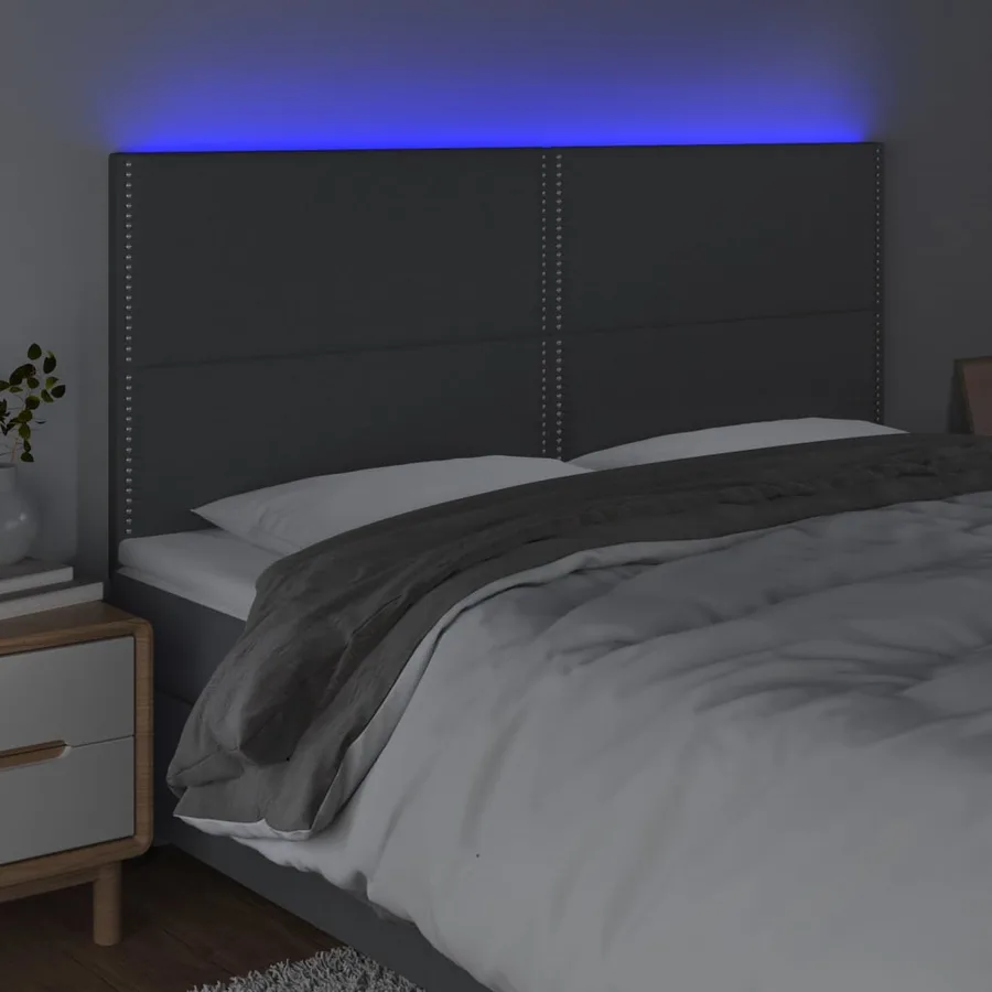 Tête de lit à LED Gris foncé 180x5x118/128 cm Tissu - 3