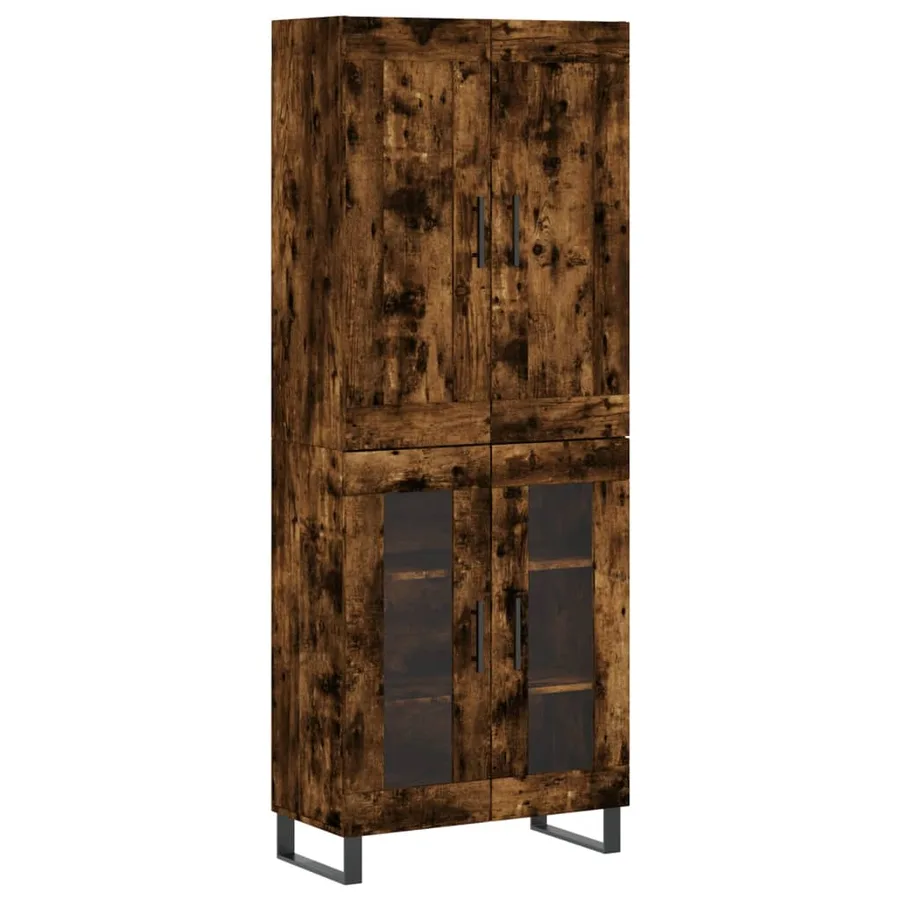 Buffet haut Chêne fumé 69,5x34x180 cm Bois d'ingénierie - 2