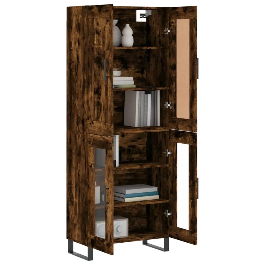 Buffet haut Chêne fumé 69,5x34x180 cm Bois d'ingénierie - 3
