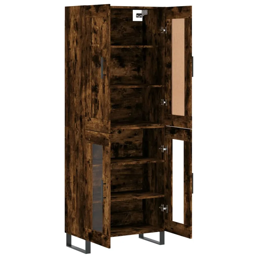 Buffet haut Chêne fumé 69,5x34x180 cm Bois d'ingénierie - 4