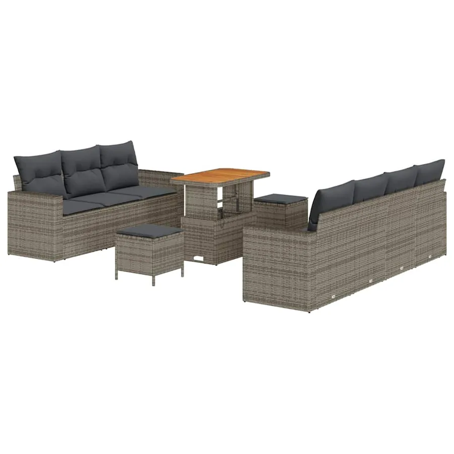 Ensemble de canapé de jardin avec coussin 10 pcs Gris - 2