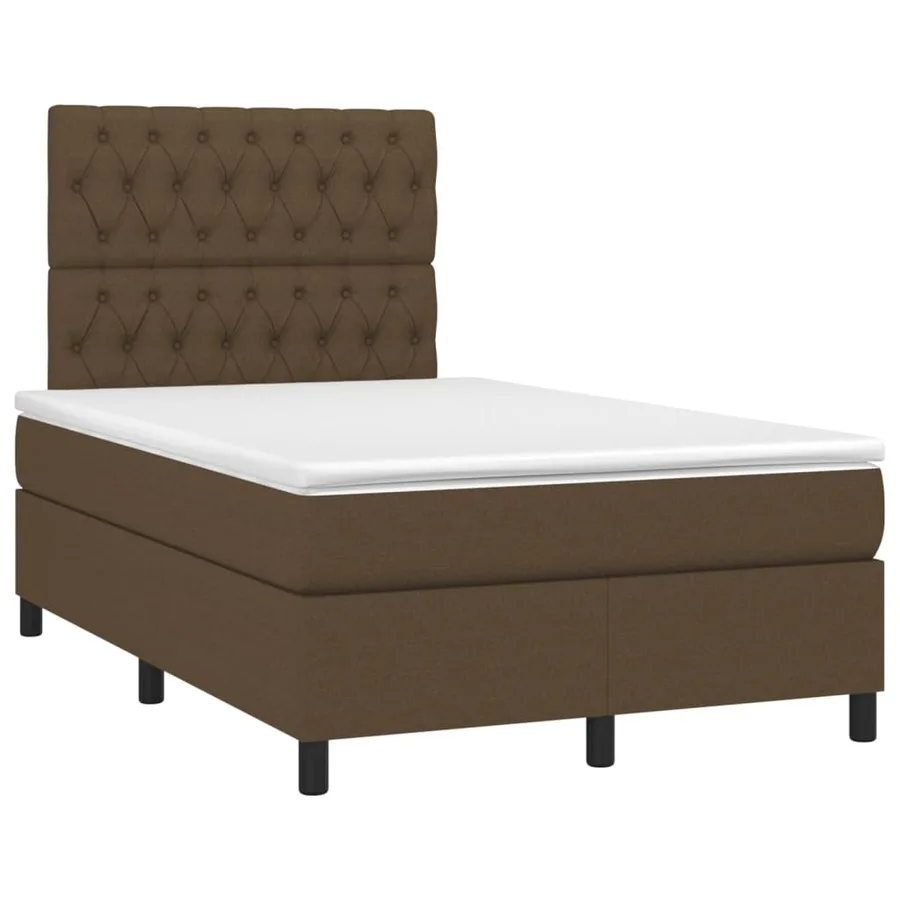 Sommier à lattes de lit matelas et LED Marron foncé 120x200 cm - 3