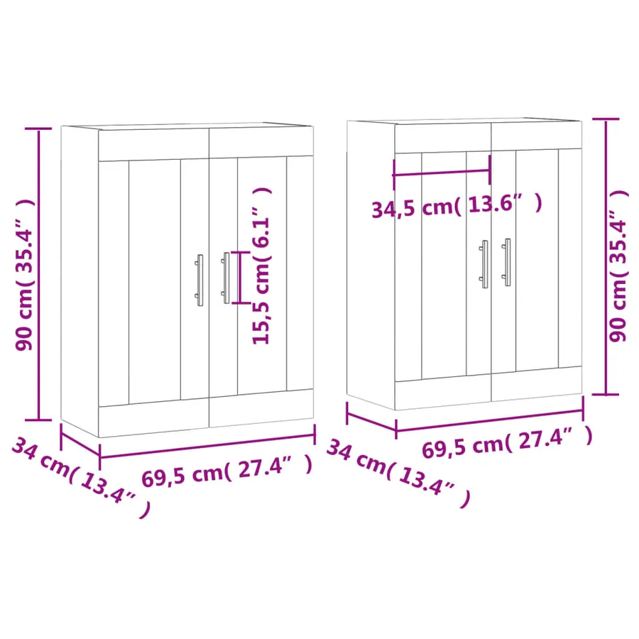 Armoires murales 2 pcs blanc bois d'ingénierie - 12