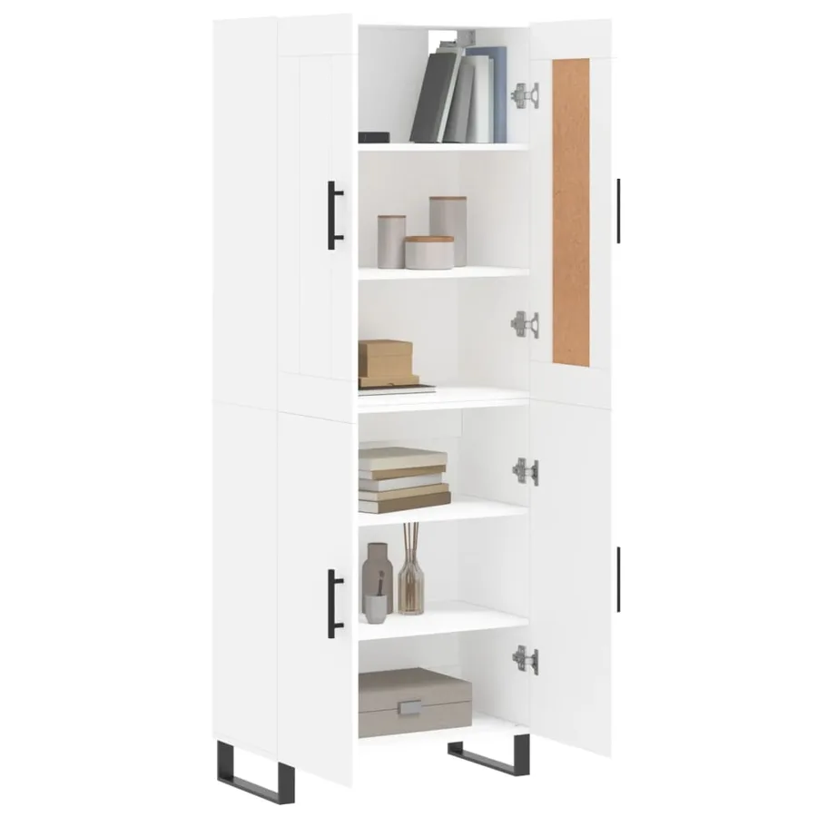 Buffet haut Blanc 69,5x34x180 cm Bois d'ingénierie - 3