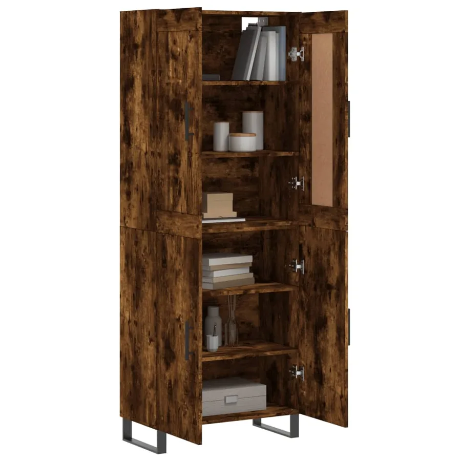 Buffet haut Chêne fumé 69,5x34x180 cm Bois d'ingénierie - 3