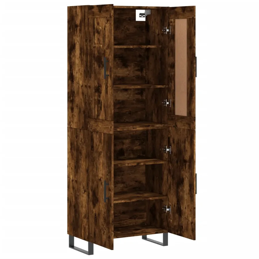 Buffet haut Chêne fumé 69,5x34x180 cm Bois d'ingénierie - 4