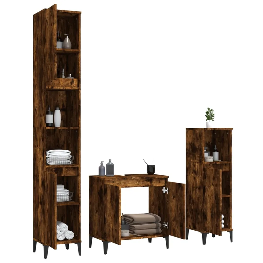 Ensemble de meubles de salle de bain 3 pcs Chêne fumé - 3
