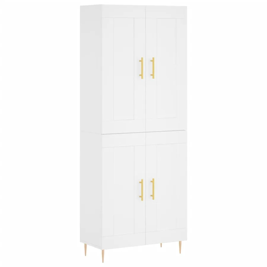 Buffet haut Blanc 69,5x34x180 cm Bois d'ingénierie - 2