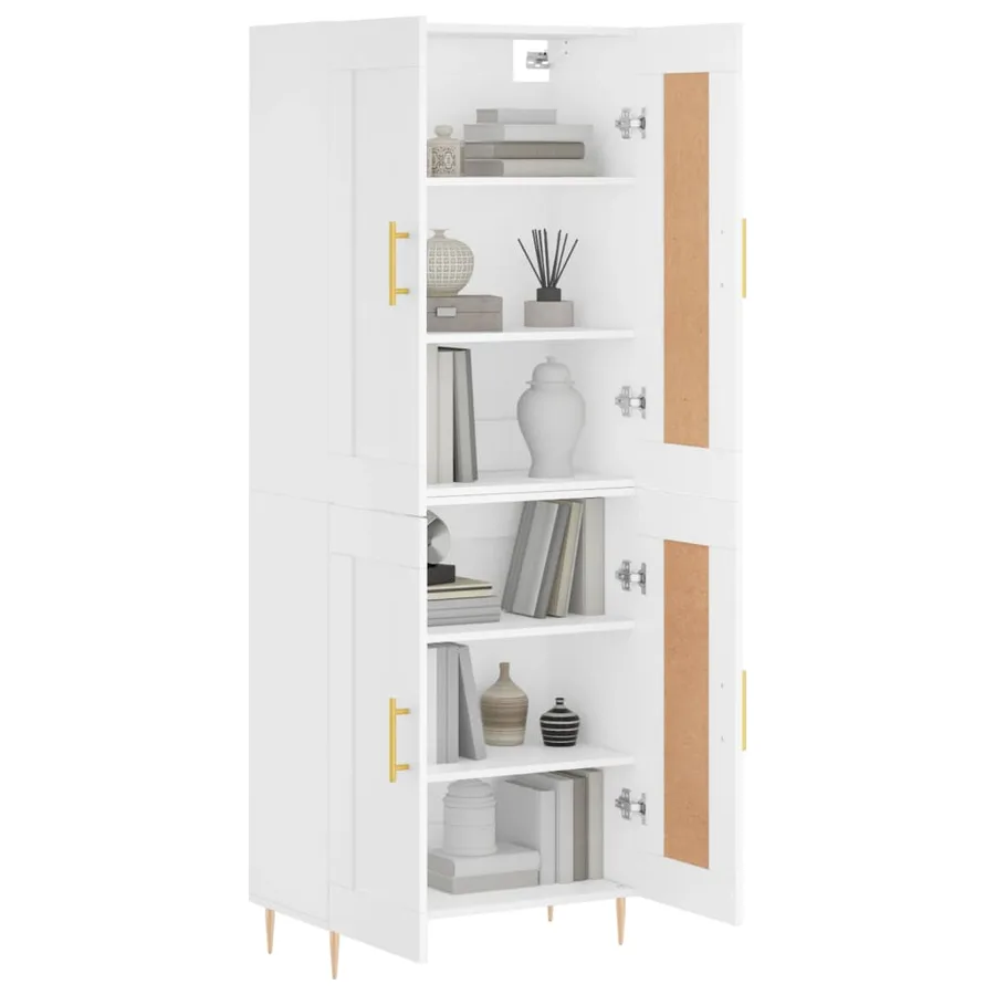 Buffet haut Blanc 69,5x34x180 cm Bois d'ingénierie - 3