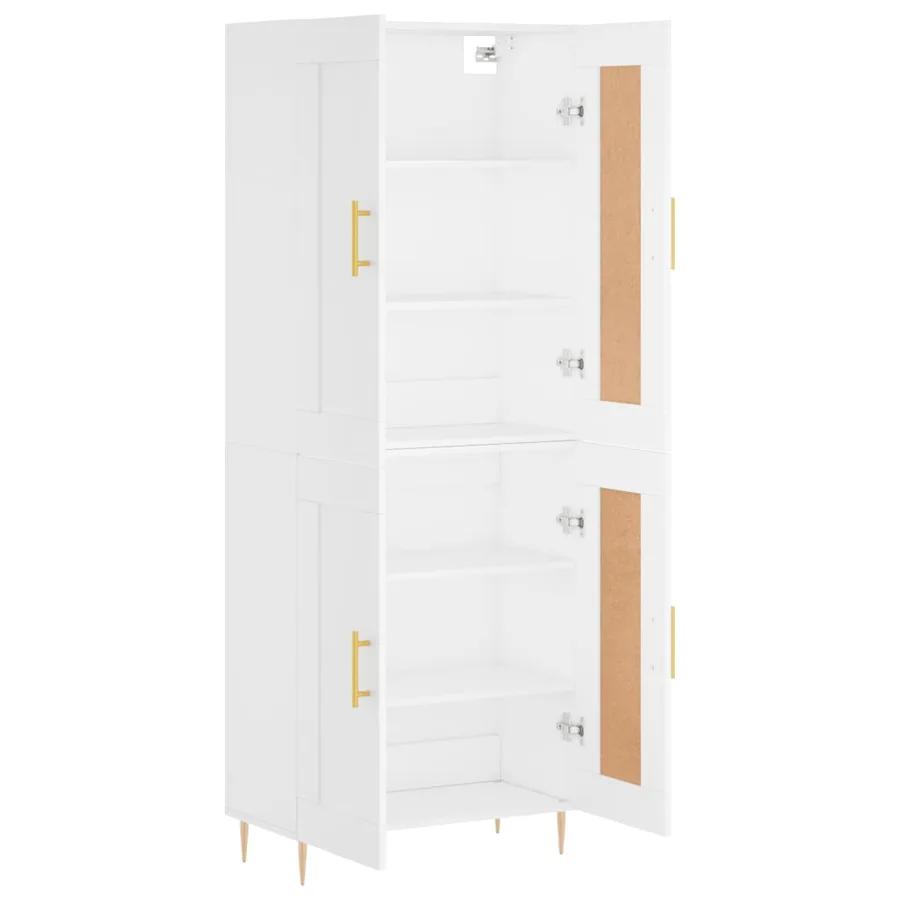 Buffet haut Blanc 69,5x34x180 cm Bois d'ingénierie - 4