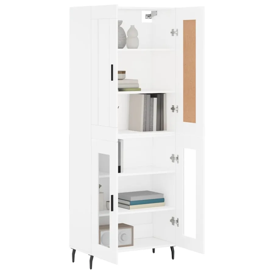 Buffet haut Blanc 69,5x34x180 cm Bois d'ingénierie - 3