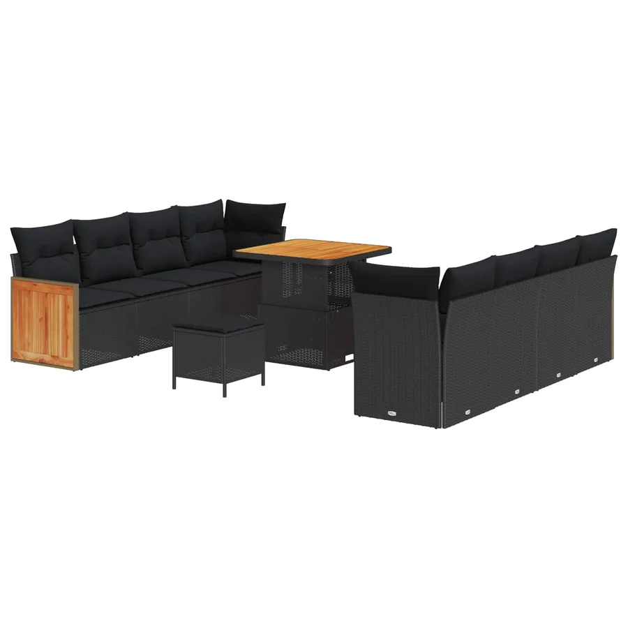 Ensemble de canapé de jardin avec coussin 11 pcs Noir - 2
