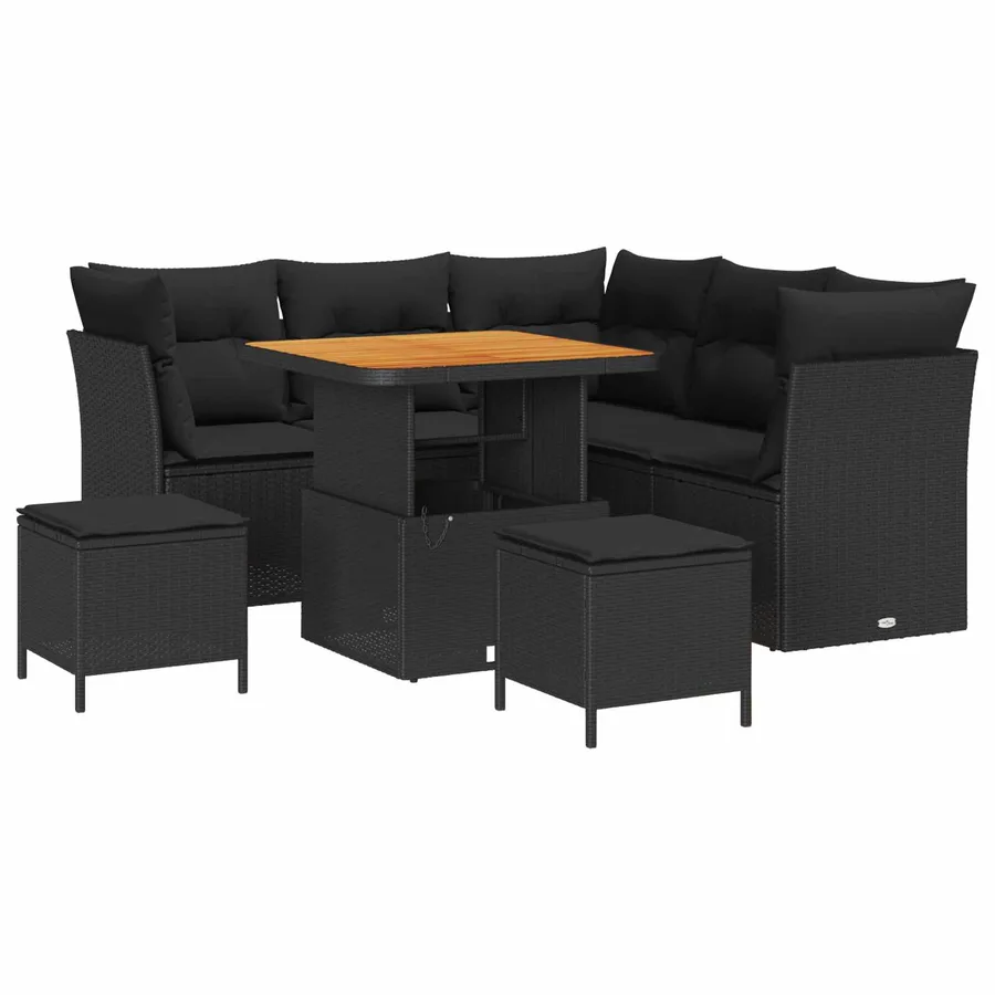 Ensemble de canapé de jardin avec coussin 8 pcs Noir - 2
