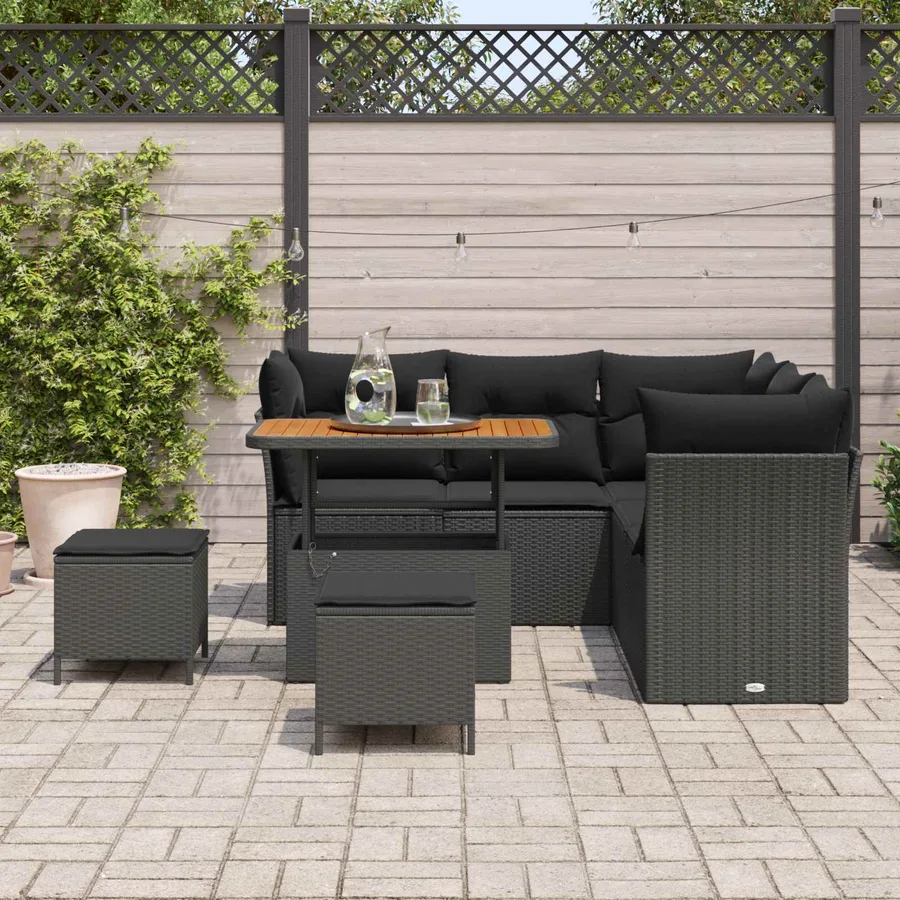 Ensemble de canapé de jardin avec coussin 8 pcs Noir - 3