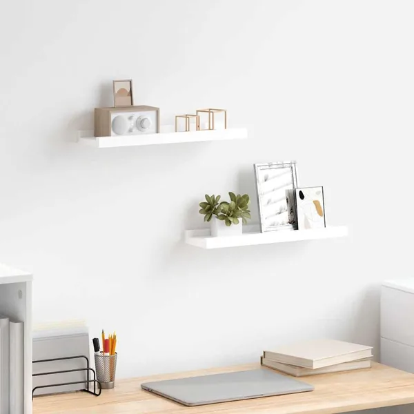 Étagères à rebord pour cadre photo 2 pcs Blanc 40x9x3 cm MDF