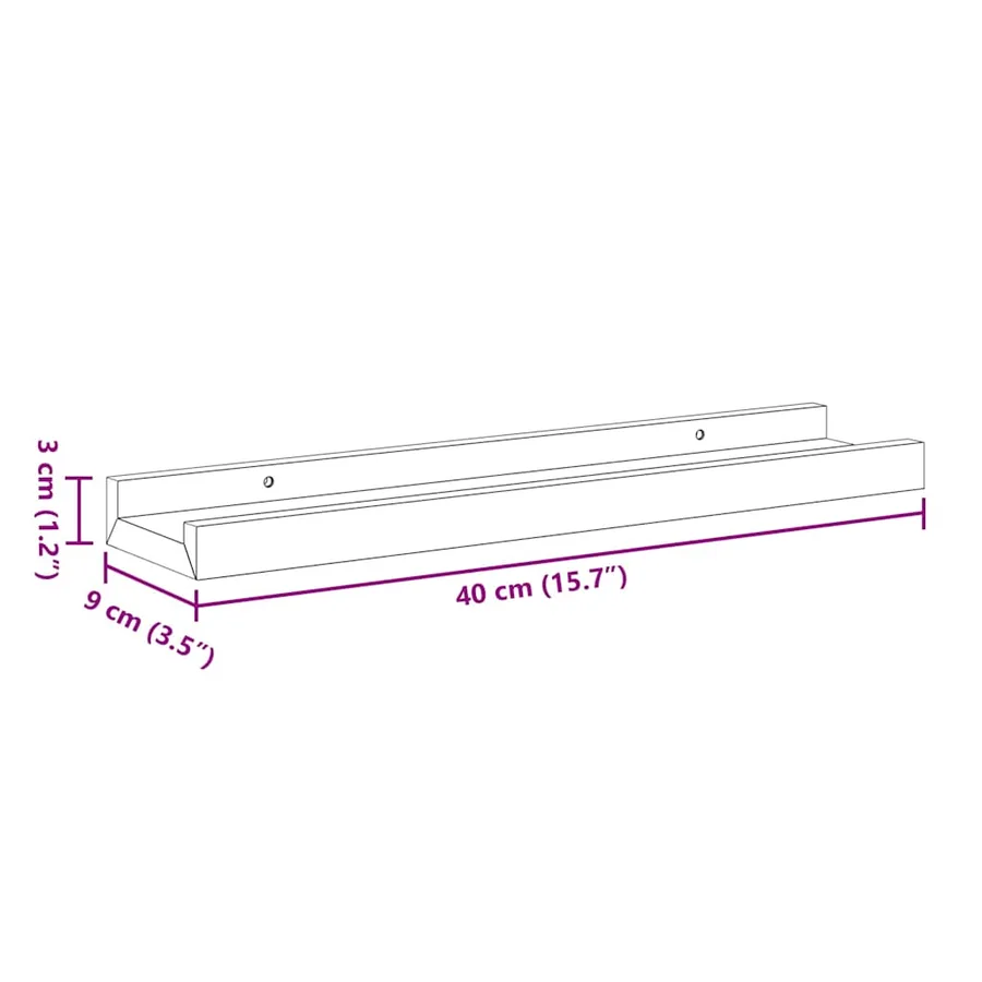 Étagères à rebord pour cadre photo 2 pcs Blanc 40x9x3 cm MDF - 11