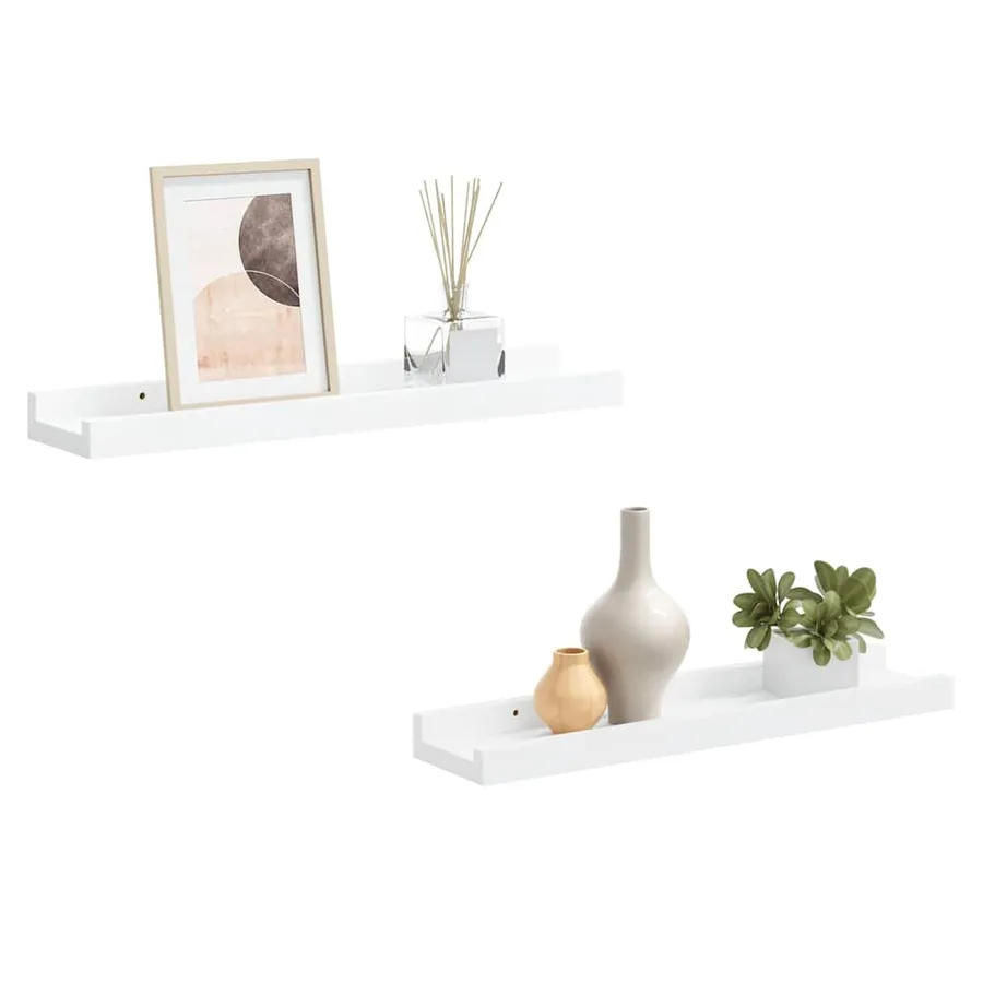 Étagères à rebord pour cadre photo 2 pcs Blanc 40x9x3 cm MDF - 2