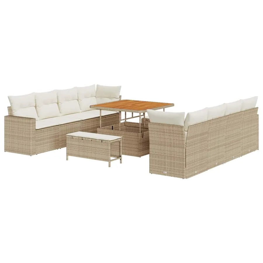 Ensemble de canapé de jardin 12 pcs Beige et crème polyrotin - 2