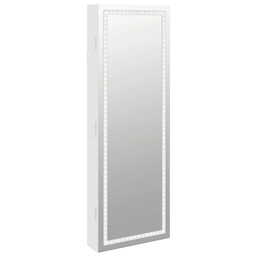 Armoire à bijoux avec miroir et éclairage LED mural blanc - 2