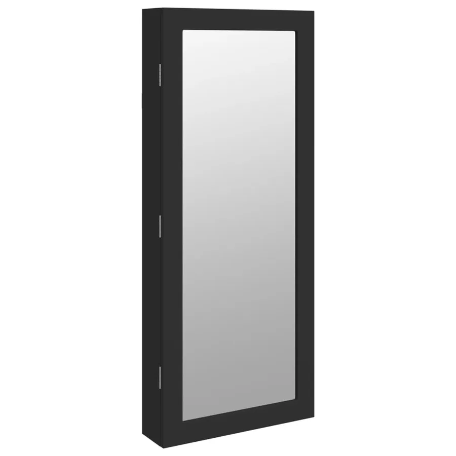Armoire à bijoux avec miroir et éclairage LED mural noir - 2