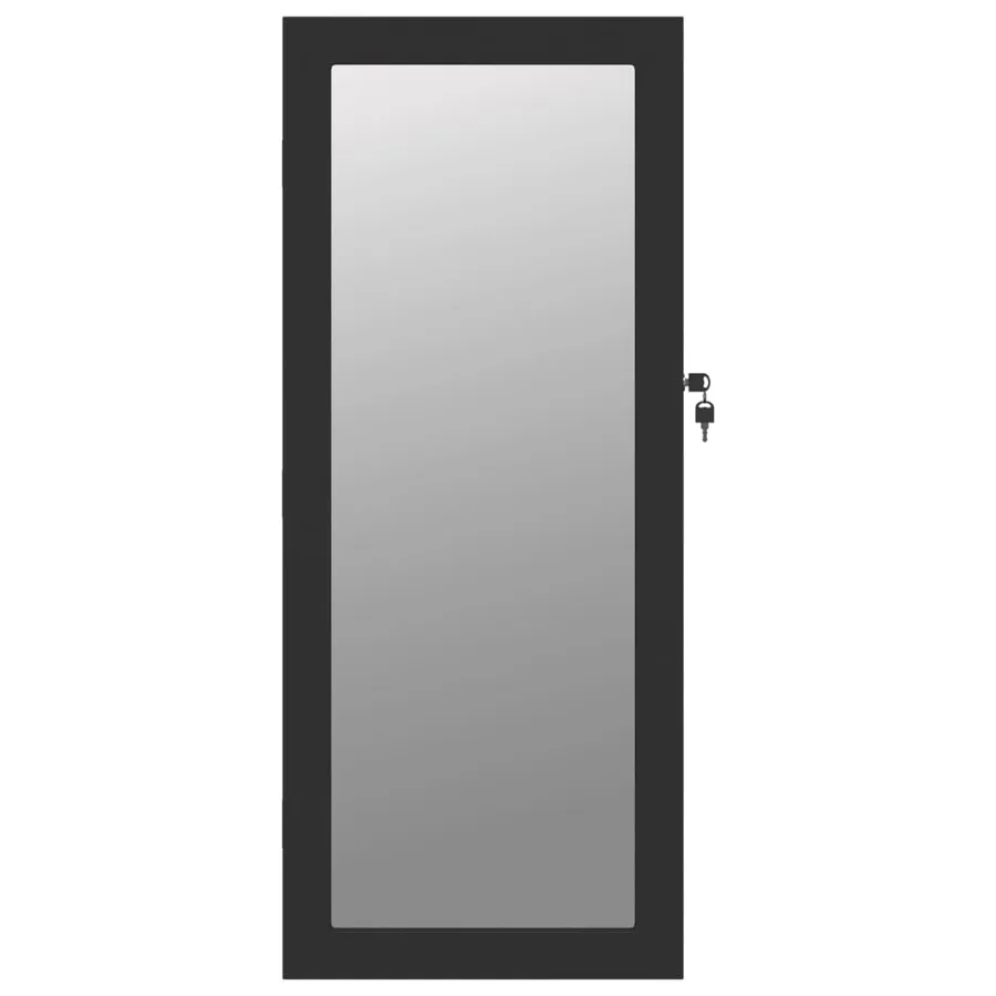 Armoire à bijoux avec miroir et éclairage LED mural noir - 4