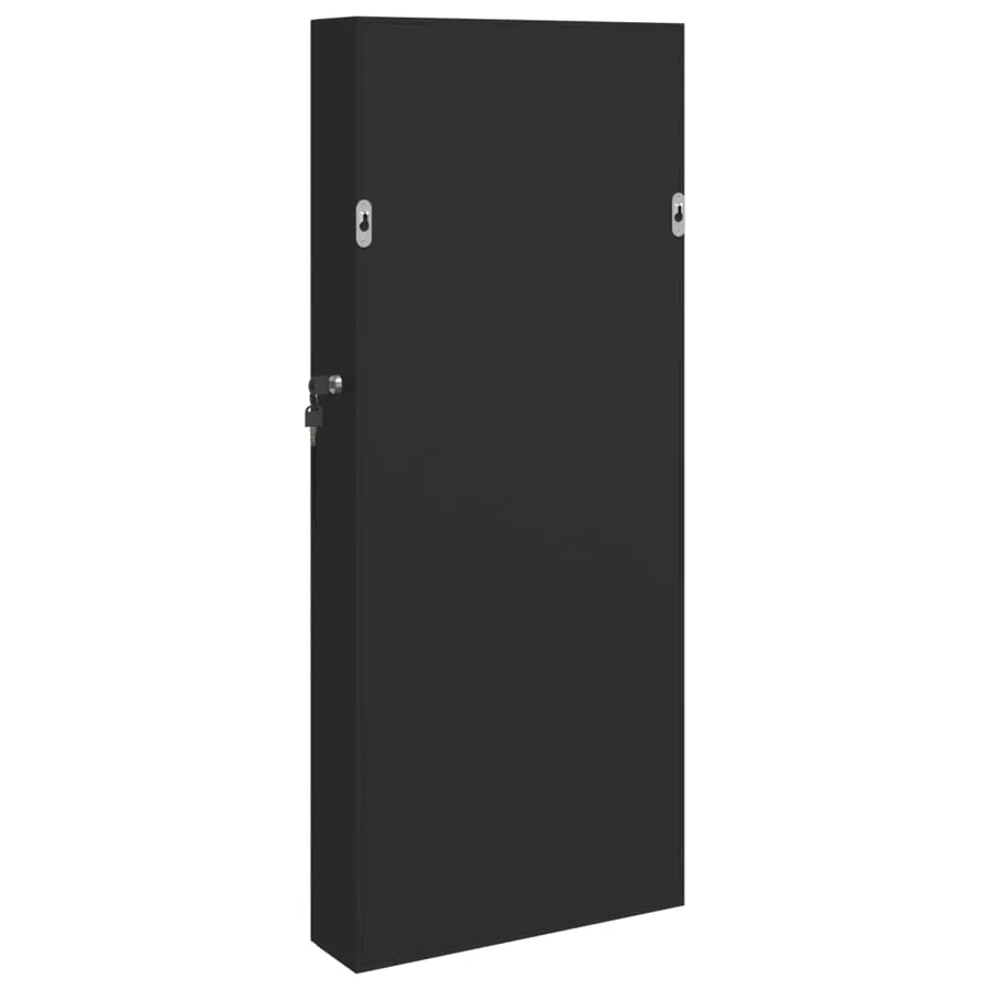 Armoire à bijoux avec miroir et éclairage LED mural noir - 6