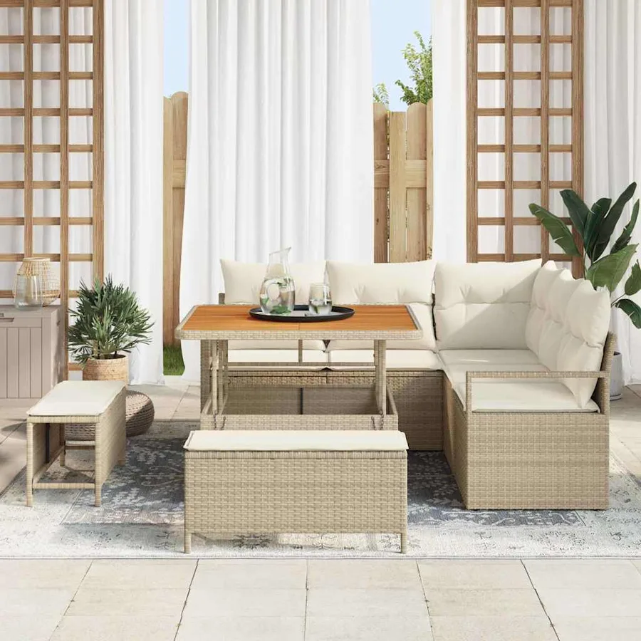 Ensemble de canapé de jardin avec coussin 8 pcs Beige et crème - 3