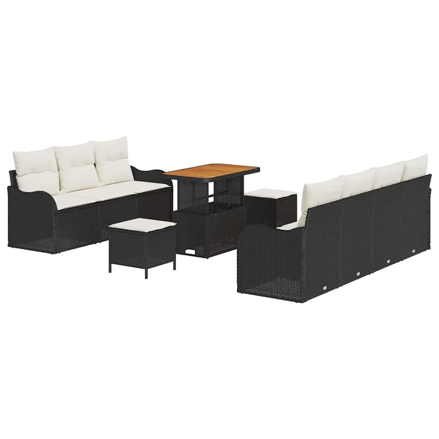 Ensemble de canapé de jardin avec coussin 10 pcs Noir et Crème - 2