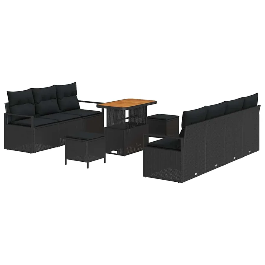Ensemble de canapé de jardin avec coussin 10 pcs Noir - 2