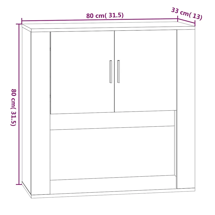 Armoire murale Sonoma gris 80x33x80 cm Bois d'ingénierie - 13