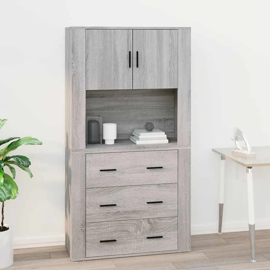 Armoire murale Sonoma gris 80x33x80 cm Bois d'ingénierie - 7