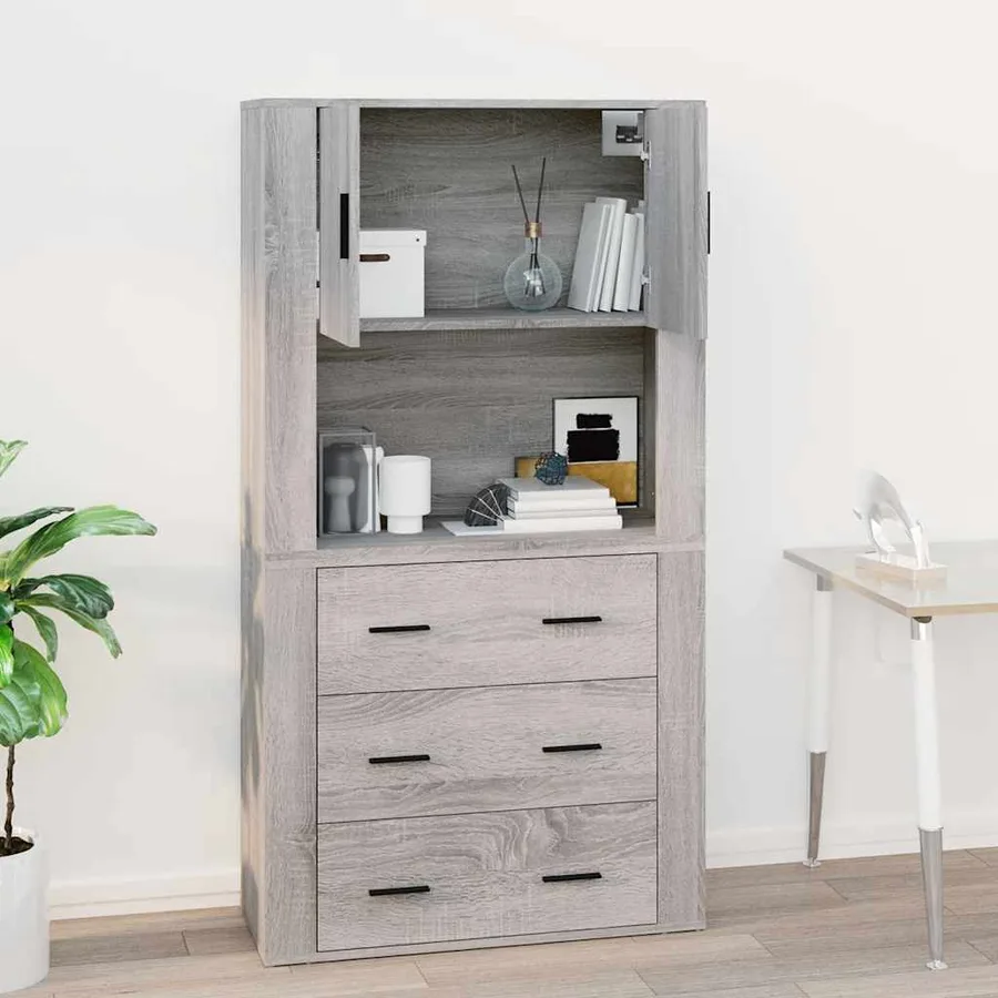 Armoire murale Sonoma gris 80x33x80 cm Bois d'ingénierie - 9
