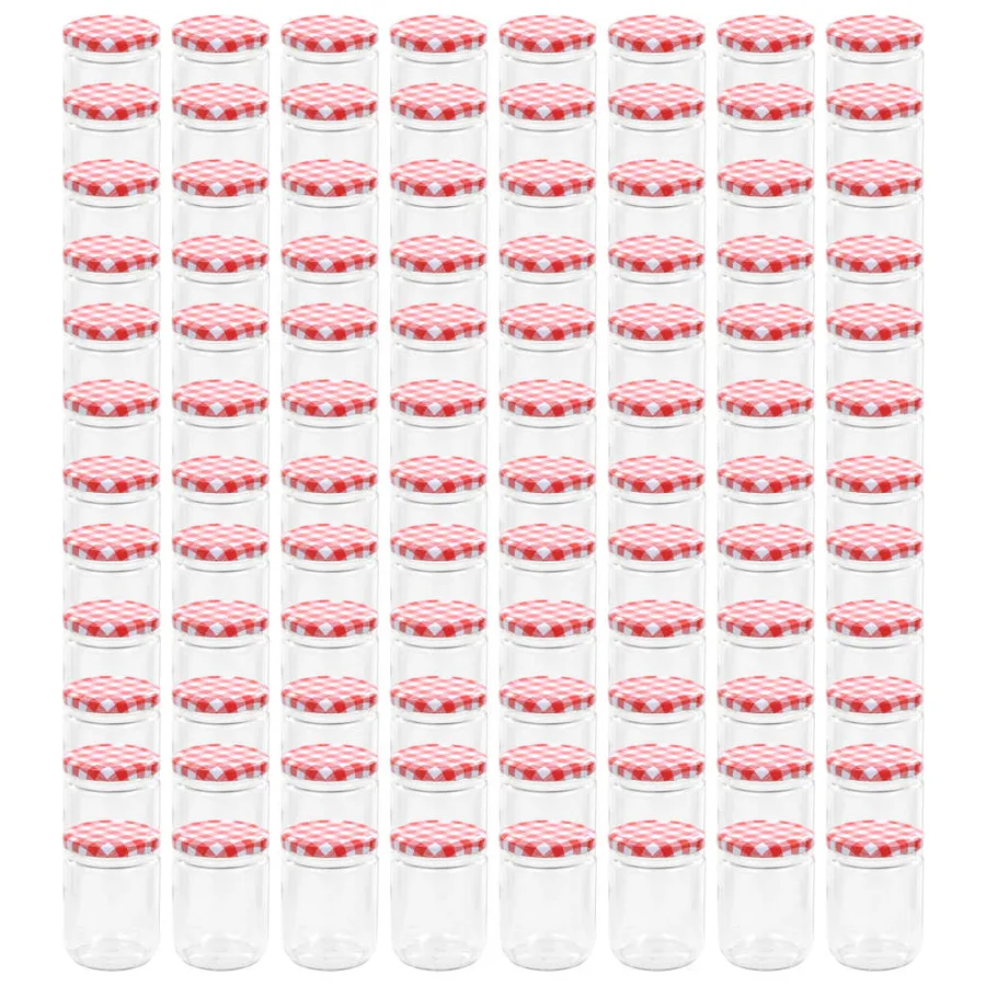 Pots à confiture Couvercle blanc et rouge 96 pcs Verre 230 ml - 2