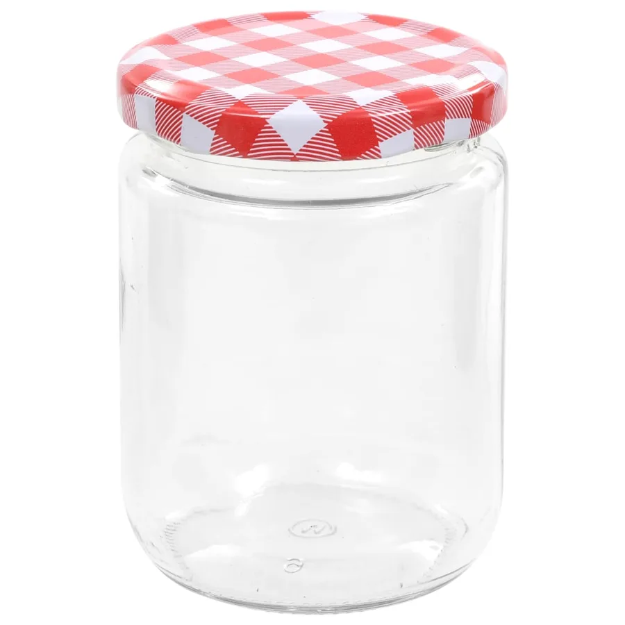 Pots à confiture Couvercle blanc et rouge 96 pcs Verre 230 ml - 4