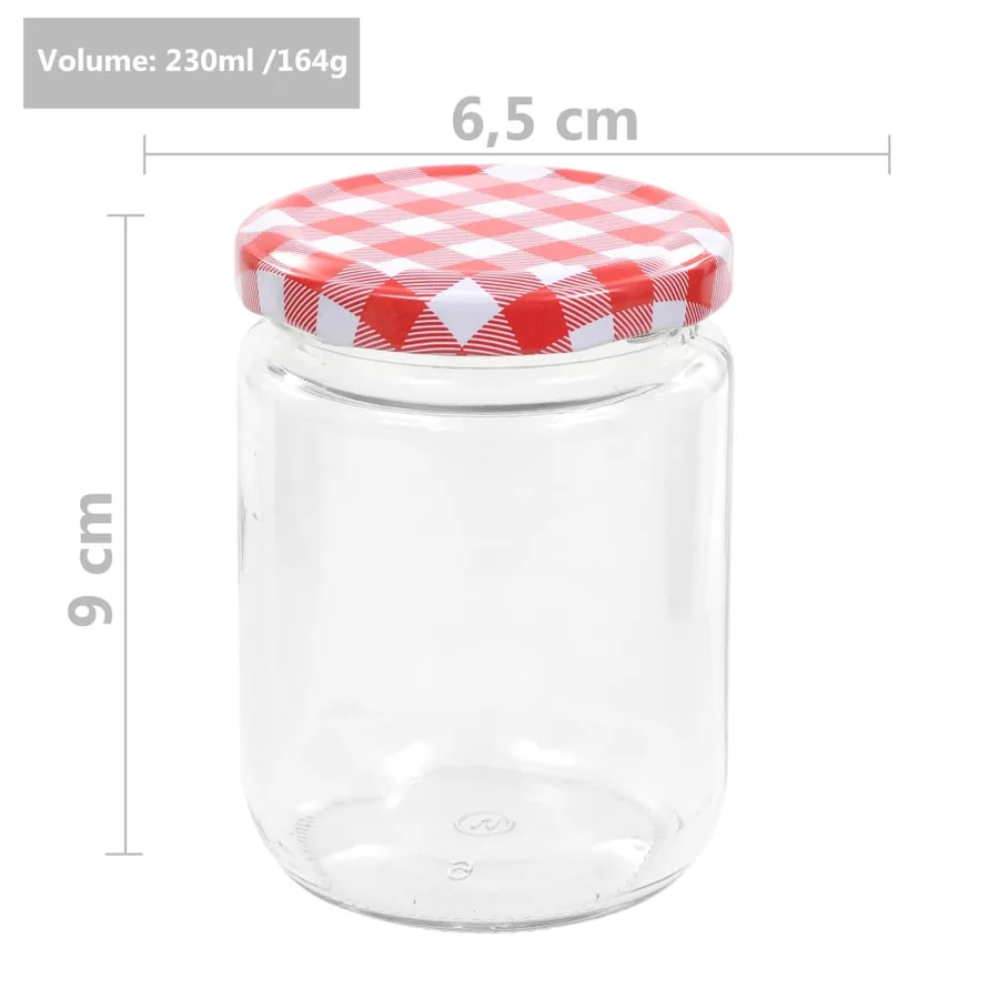 Pots à confiture Couvercle blanc et rouge 96 pcs Verre 230 ml - 7