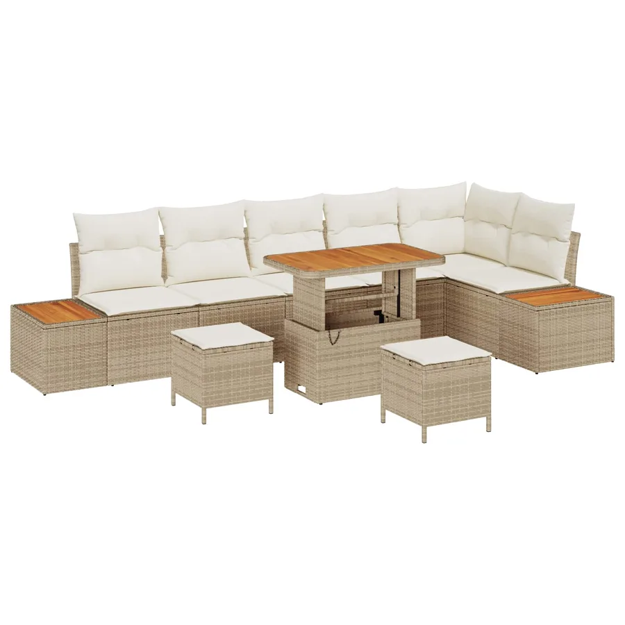 Ensemble de canapé de jardin avec coussin 9 pcs Beige et crème - 2
