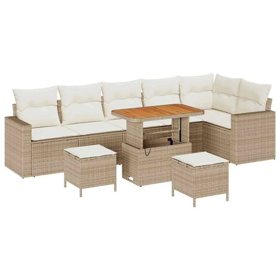 Ensemble de canapé de jardin 11 pcs Beige et crème polyrotin - 2