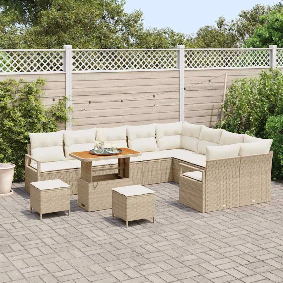 Ensemble de canapé de jardin avec coussin 12 pcs Beige et crème - 3