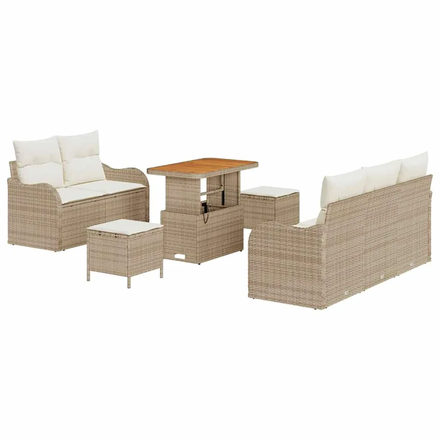 Ensemble de canapé de jardin avec coussin 8 pcs Beige et crème - 2
