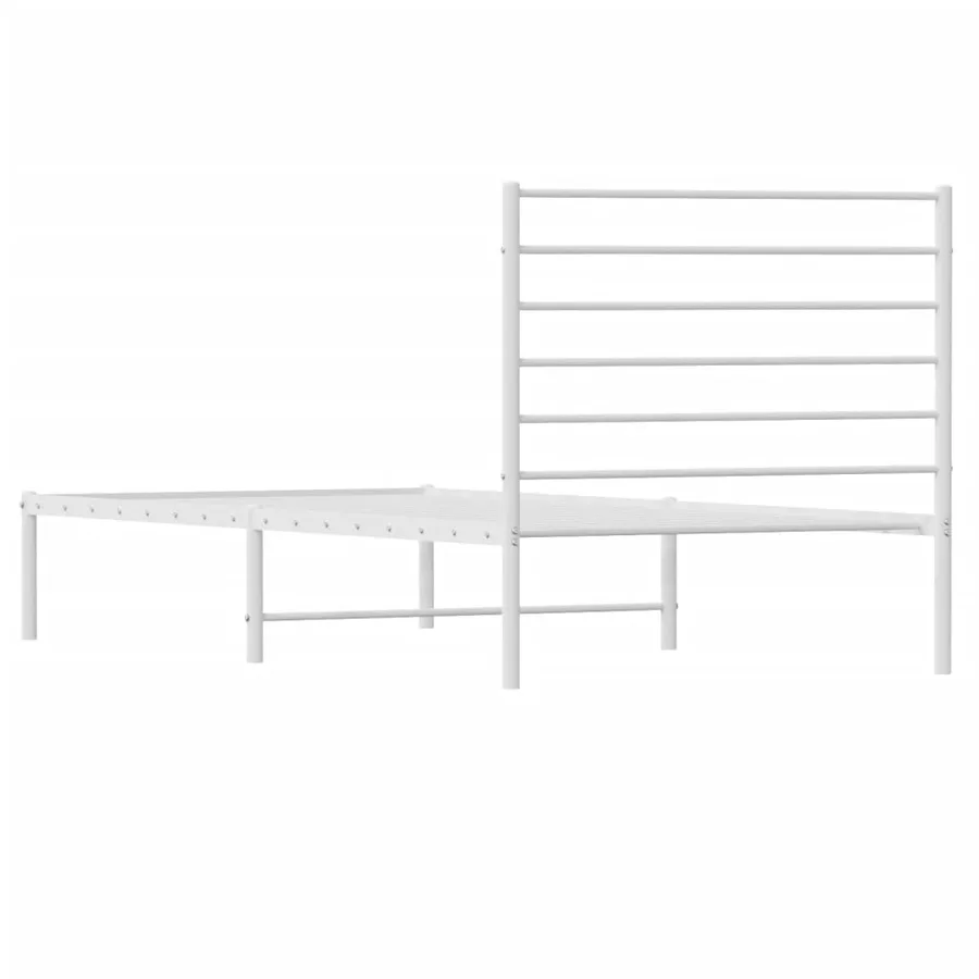 Cadre de lit métal sans matelas et tête de lit blanc 107x203 cm - 8