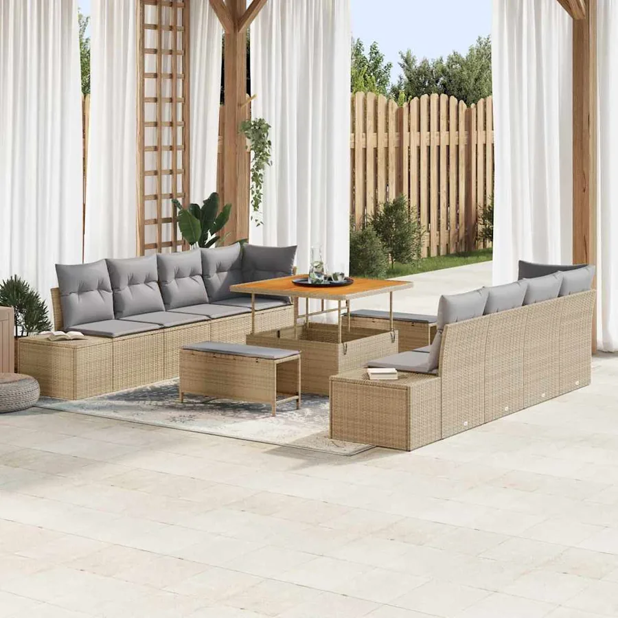 Ensemble de canapé de jardin Beige 100 x 100 x 71 cm Poly rotin