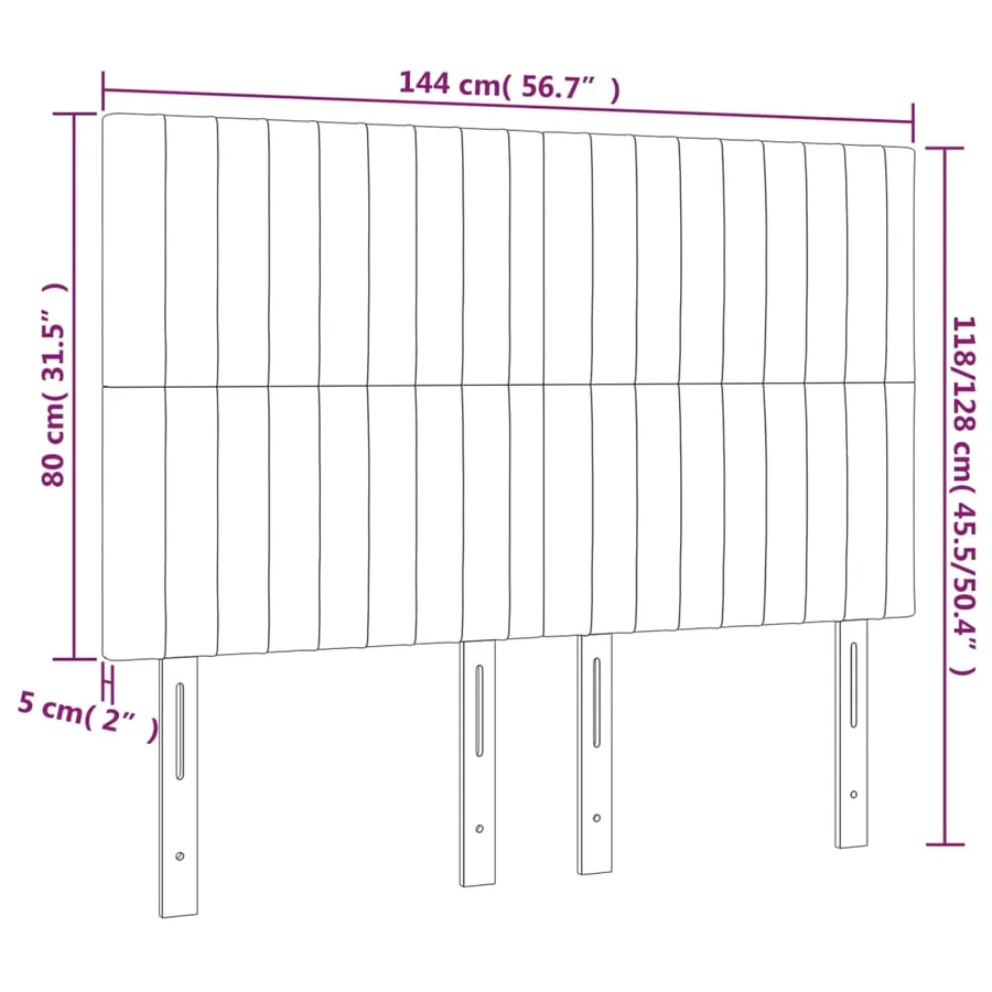 Tête de lit Taupe 144x5x118/128 cm Tissu - 8